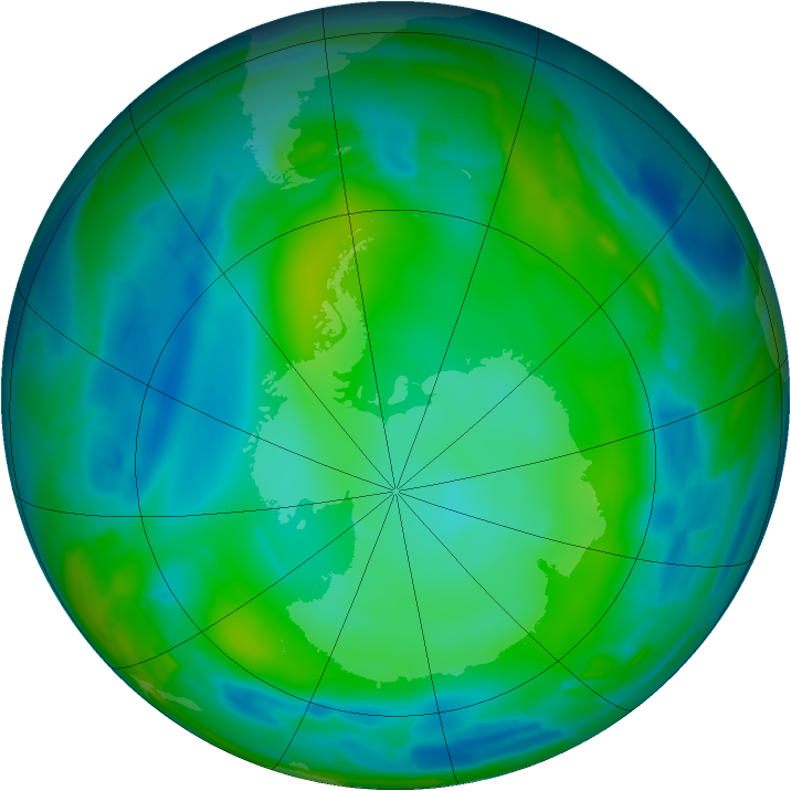 Antarctic ozone map for 09 June 2012